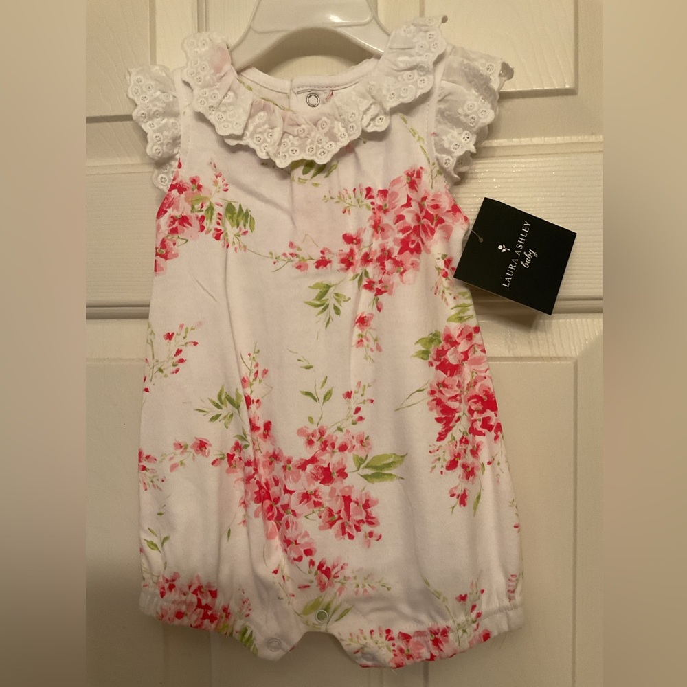 Laura Ashley Baby Romper with Pink and Floral Pattern